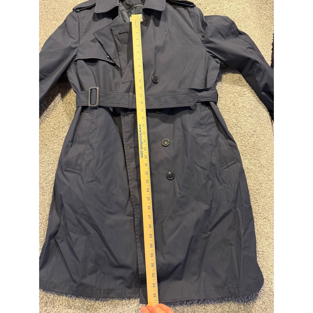 Defense Logistics Agency Trench Coat Mens 44S Blue All Weather Removable Liner * - Picture 8 of 11